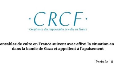 Les responsables de culte en France suivent avec effroi la situation en Israël et dans la bande de Gaza et appellent à l’apaisement